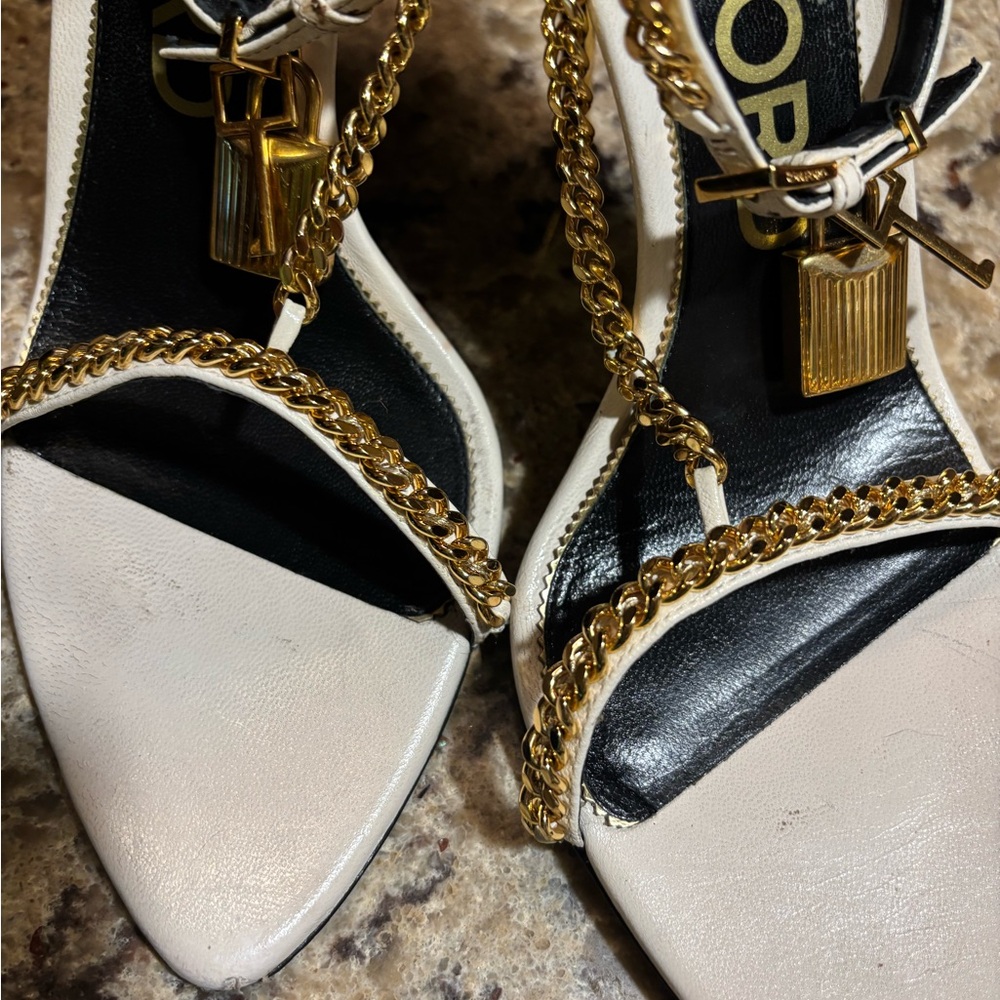 Tom Ford white and gold stiletto sandals - Picture 5 of 7